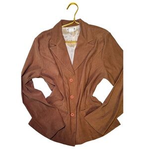 Clara 1960’s Sz Xl Preppy Moose Brown Vintage Faux Suede Button Jacket coquette